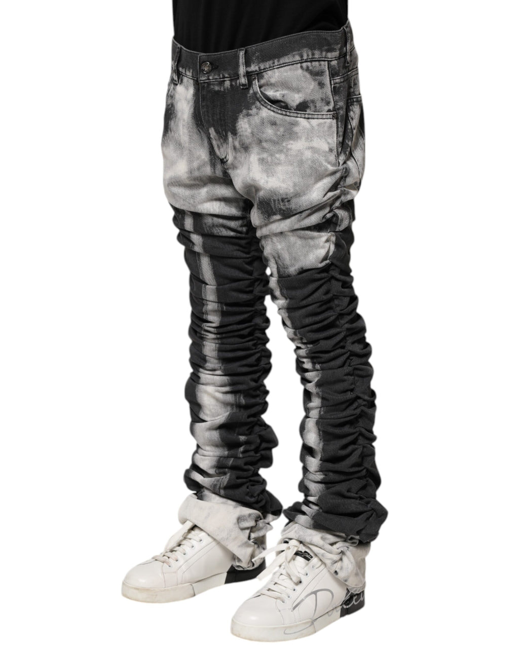 Dark Gray Tie Dye Straight Denim Jeans