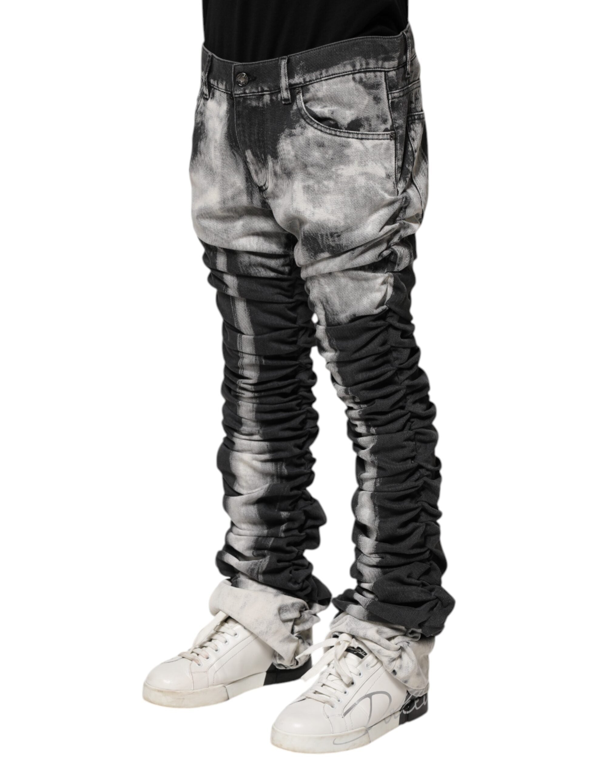 Dark Gray Tie Dye Straight Denim Jeans