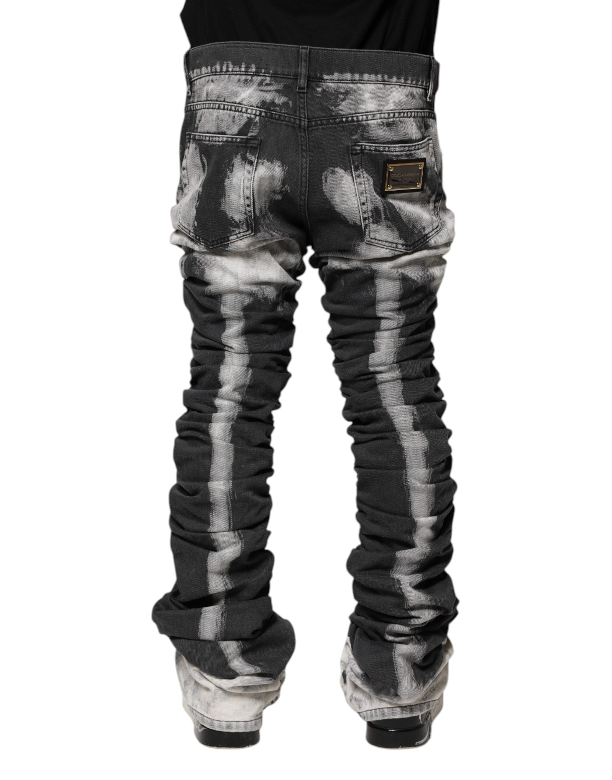 Dark Gray Tie Dye Straight Denim Jeans