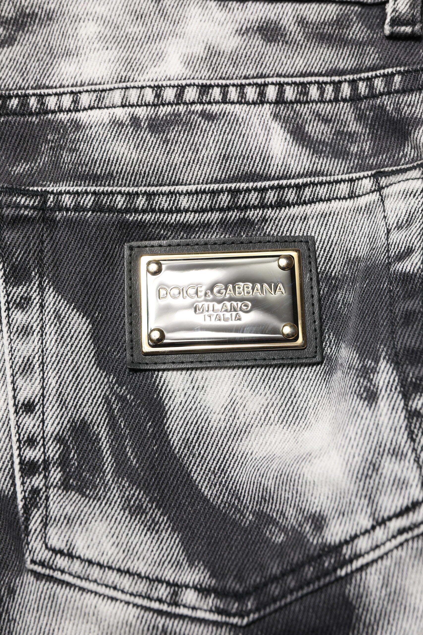 Dark Gray Tie Dye Straight Denim Jeans