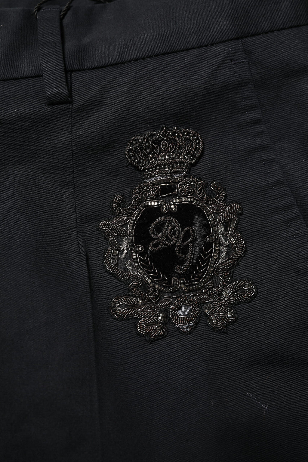Dark Blue Logo Cotton Dress Pants