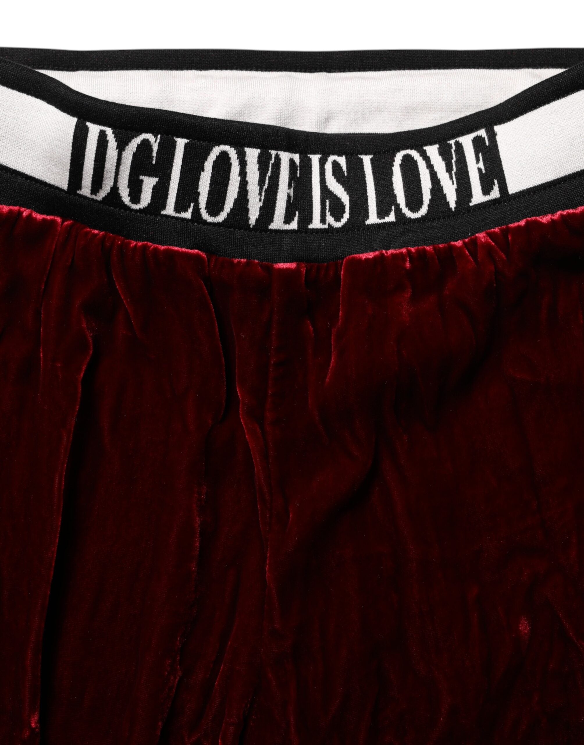 Red Viscose DG Logo Mid Waist Pants