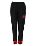 Black Quilted Mid Waist Jogger Pants