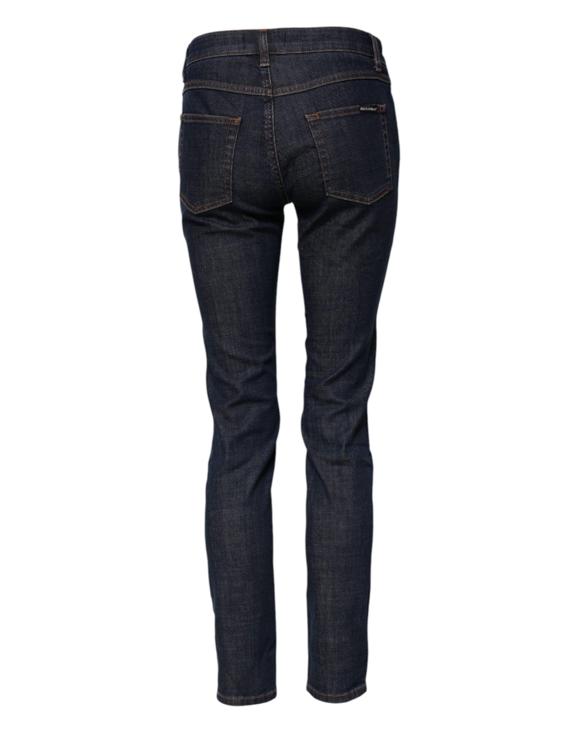 Blue Skinny Cotton Mid Waisted Denim Jeans