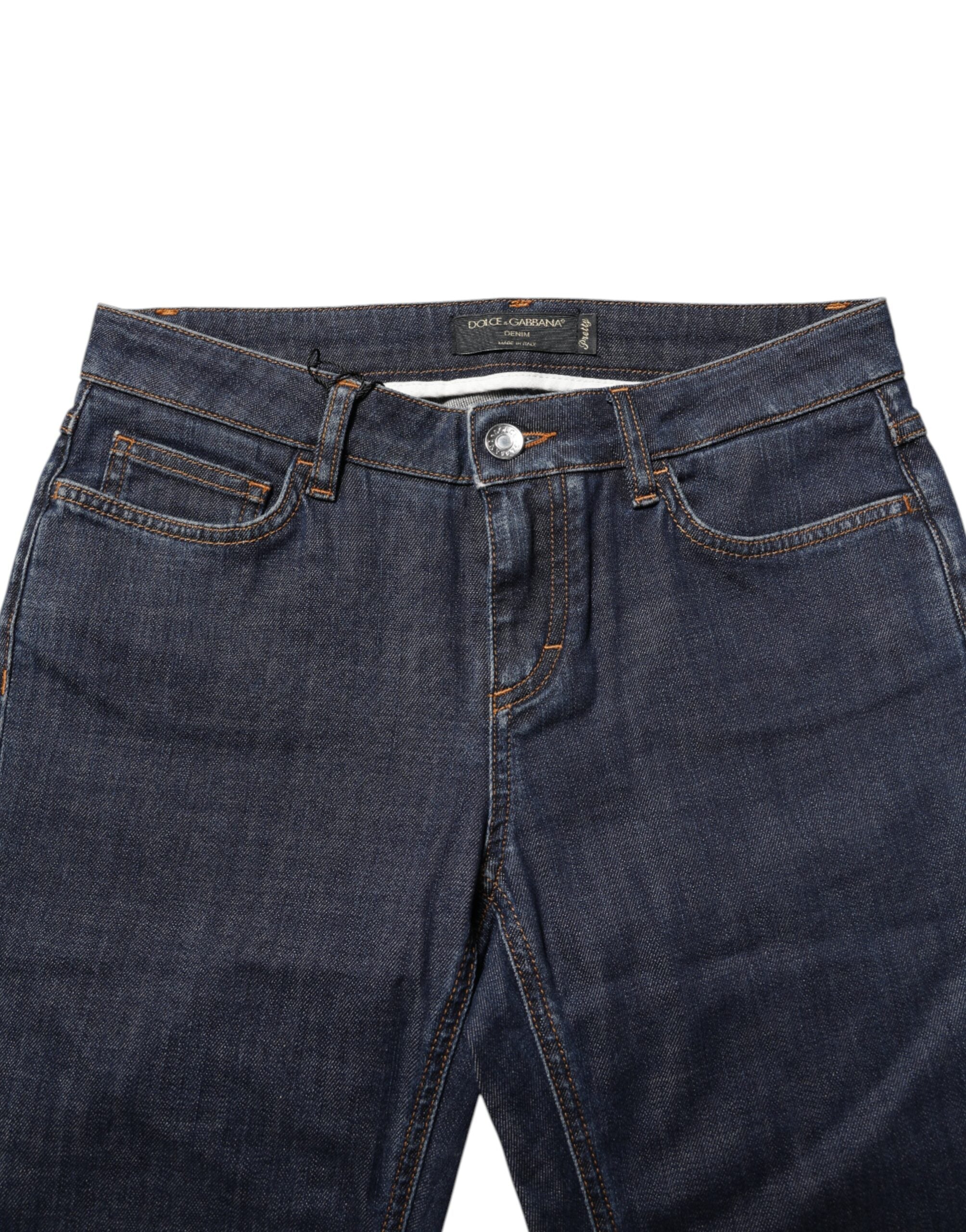 Blue Skinny Cotton Mid Waisted Denim Jeans