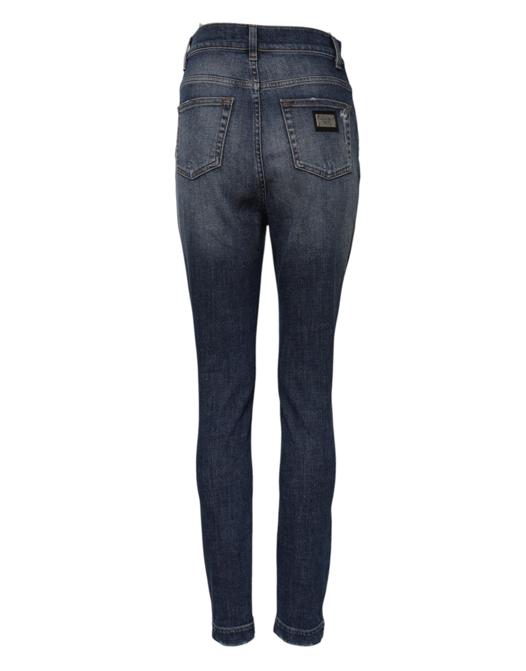 Blue Washed Cotton High Waisted Denim Jeans