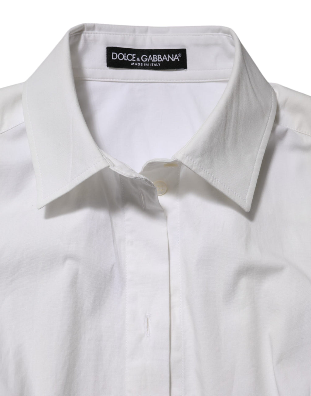 White Cotton Collared Long Sleeves Top Shirt