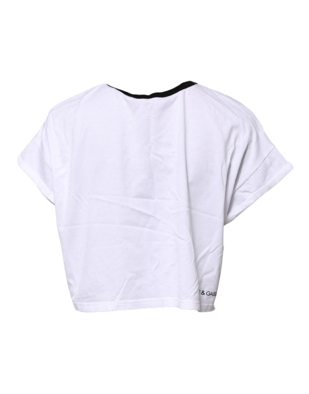 White Graphic Print Crew Neck Cropped T-shirt