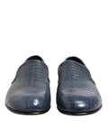 Blue Exotic Leather Slip On Loafers Men Dress Shoes