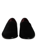 Black Velvet Slip On Loafers Formal Shoes