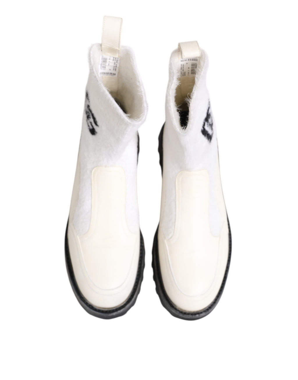 White Beige DG Logo Mid Calf Boots Shoes