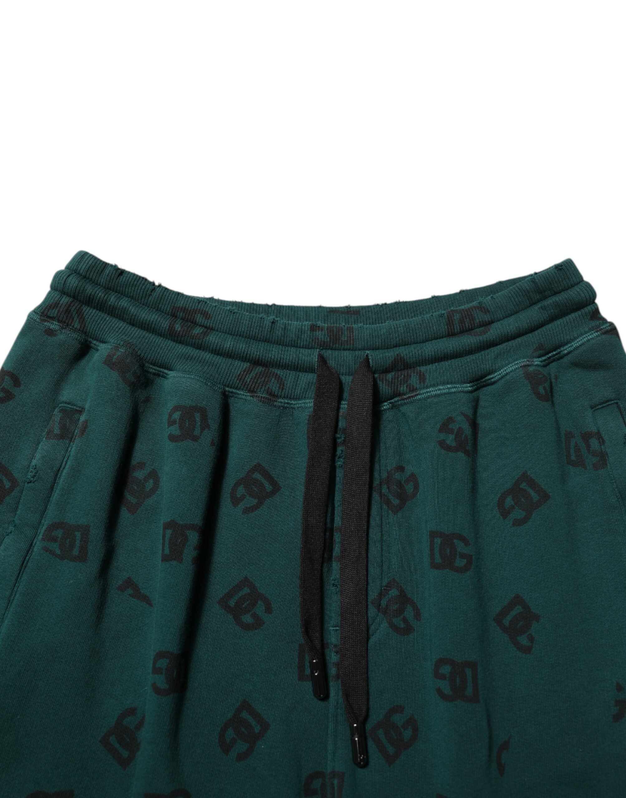 Green Logo Print Jogger Men Sweatpants Pants