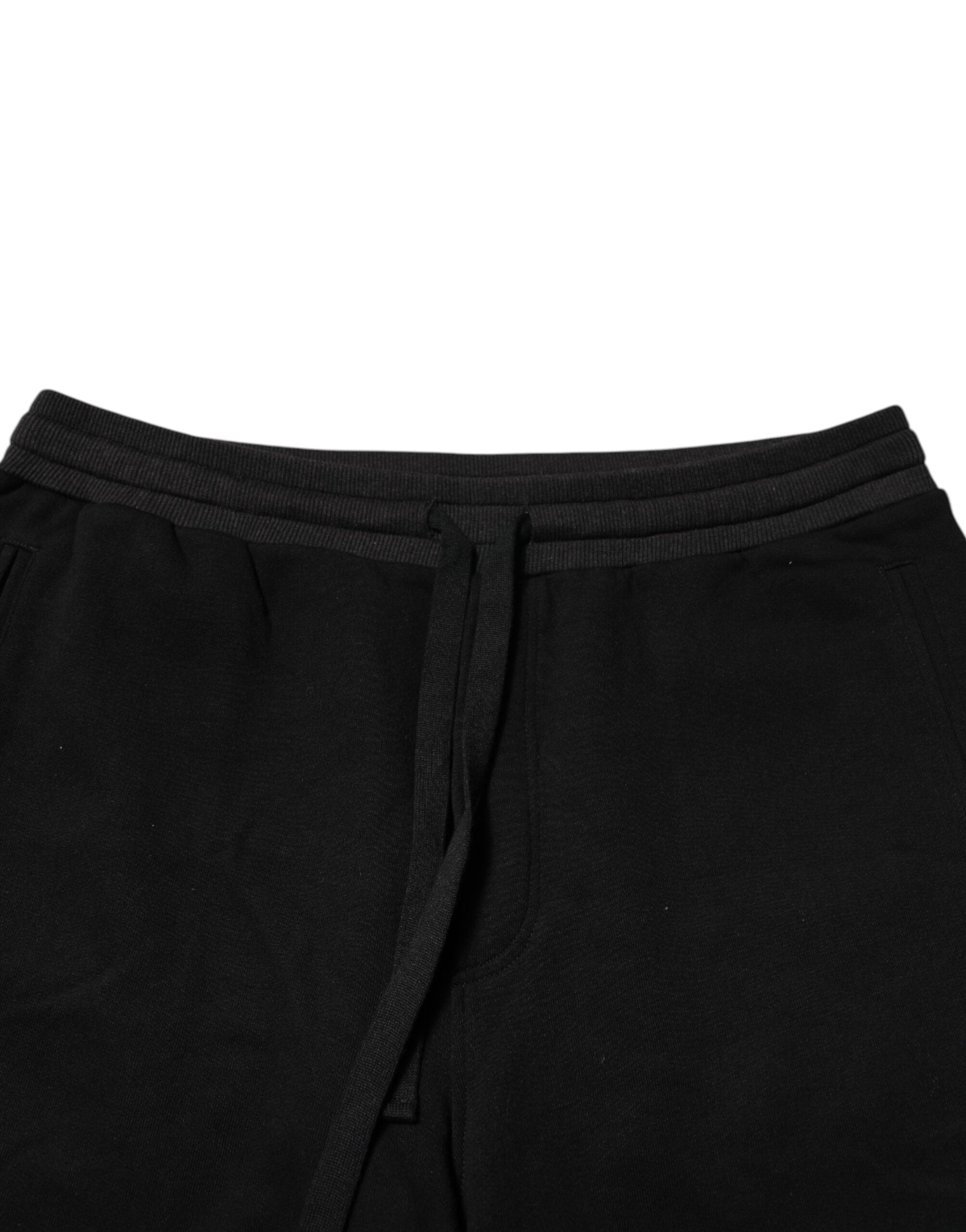 Black Cotton Crown Jogger Sweatpants Pants