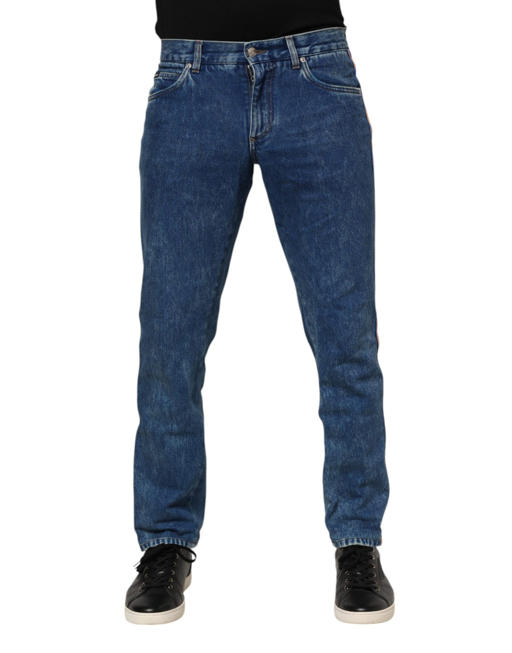 Blue Cotton Logo Plaque Denim Jeans