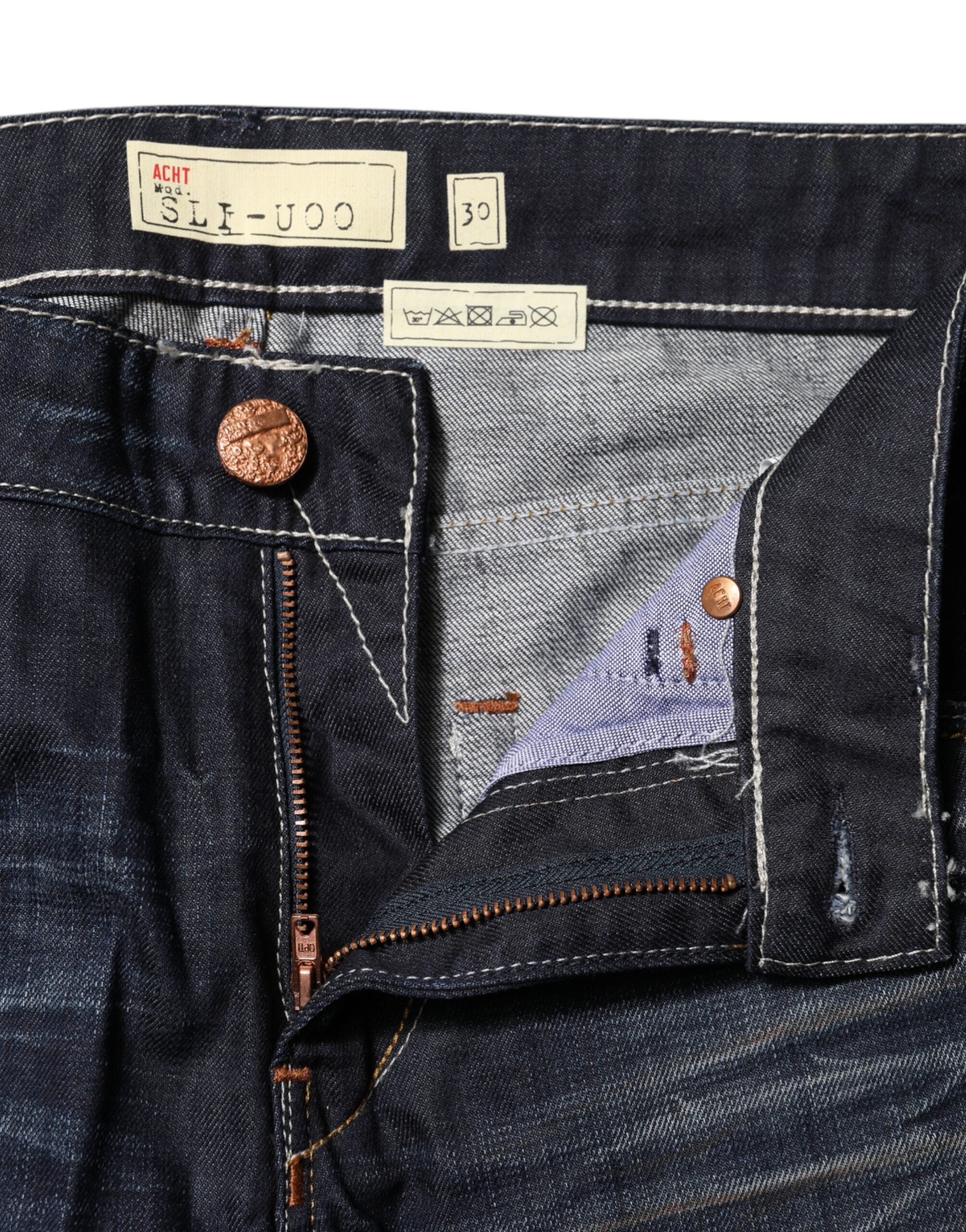 Blue Washed Cotton Mid Waist Flared Denim Jeans