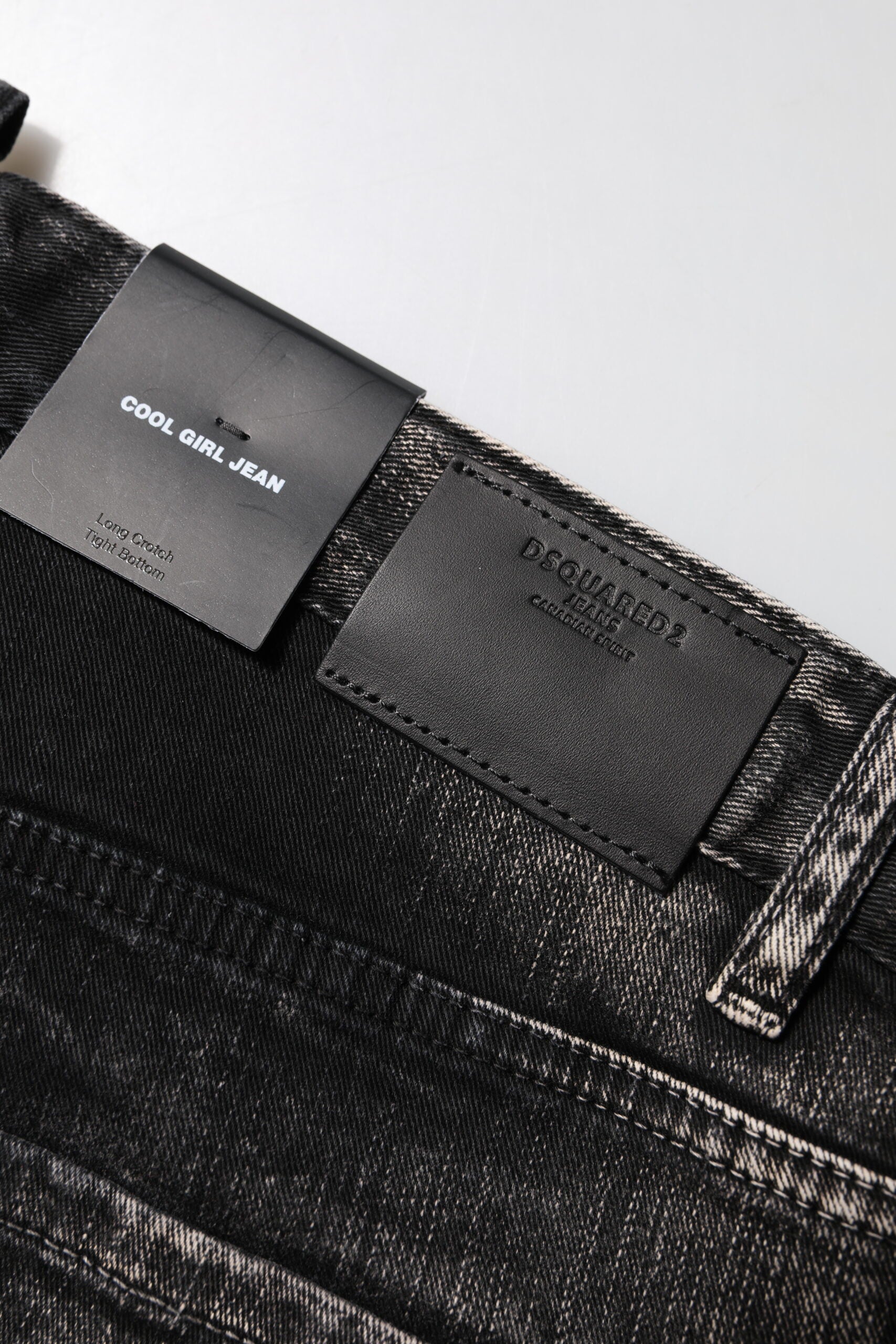Black Washed Mid Waist Tapered Denim Jeans
