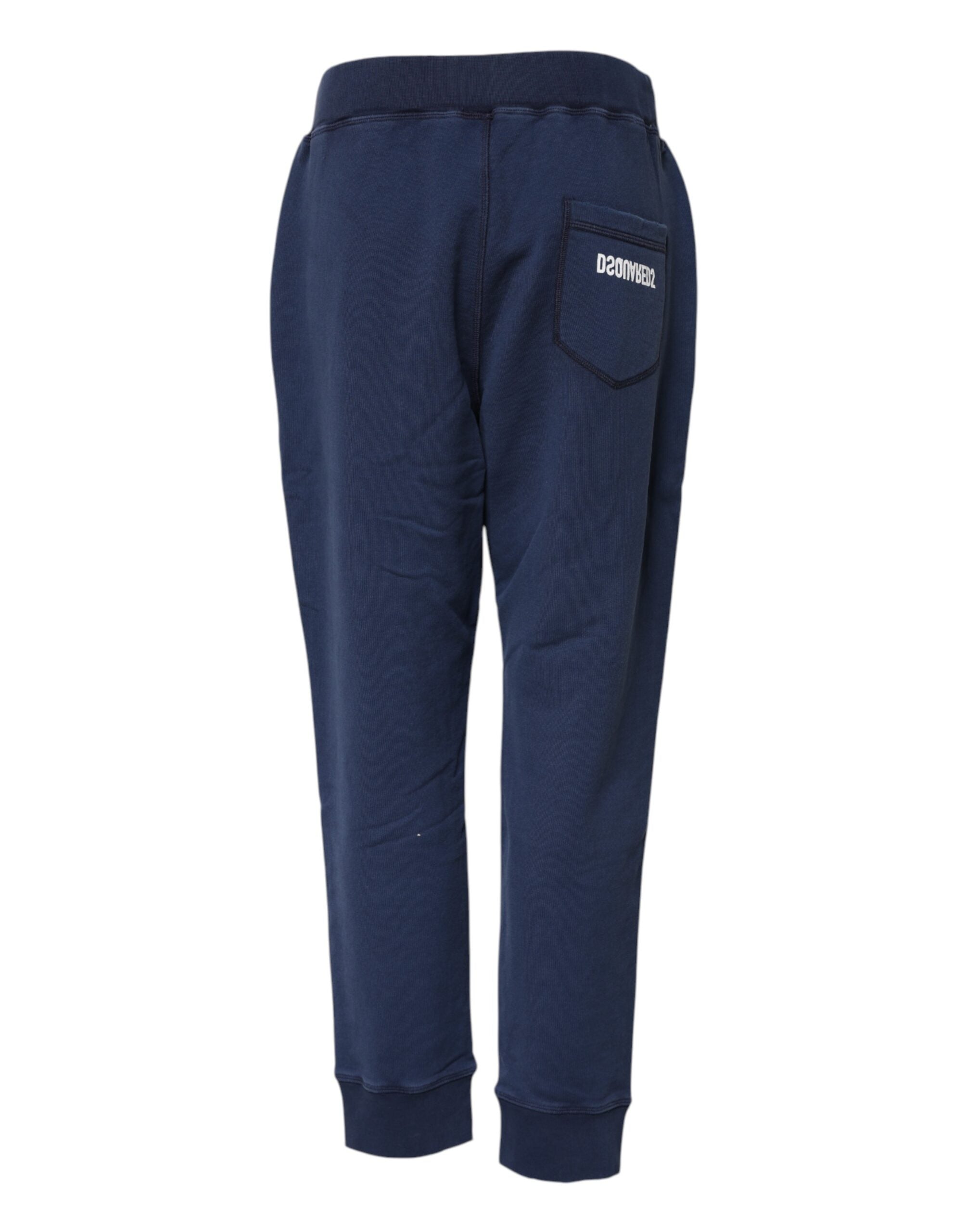Blue Cotton Mid Waisted Jogger Pants