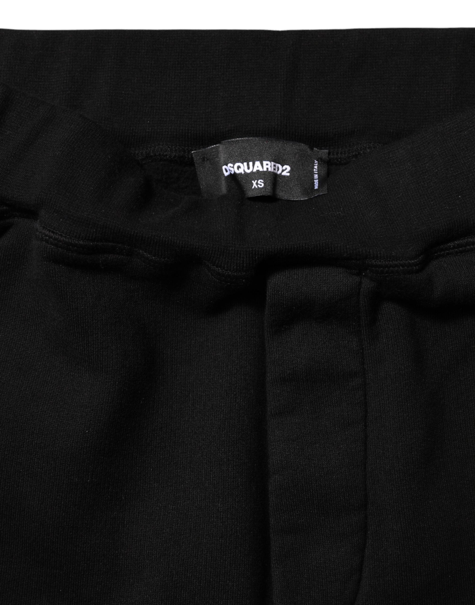 Black Red Cotton Straight Fit Jogger Pants