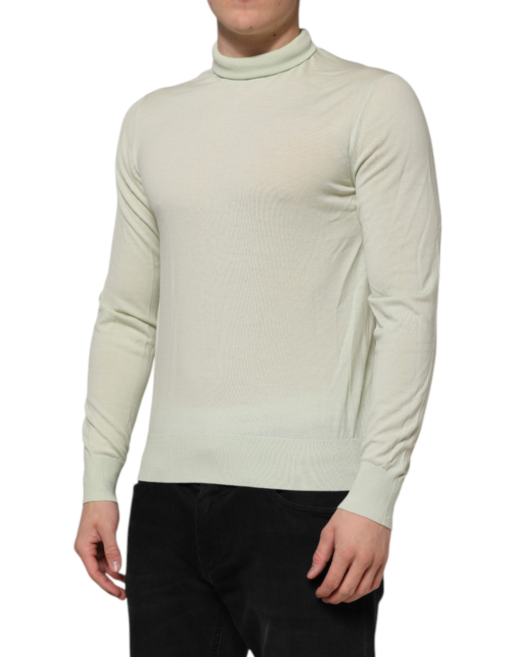Mint Green Wool Turtleneck Pullover Sweater