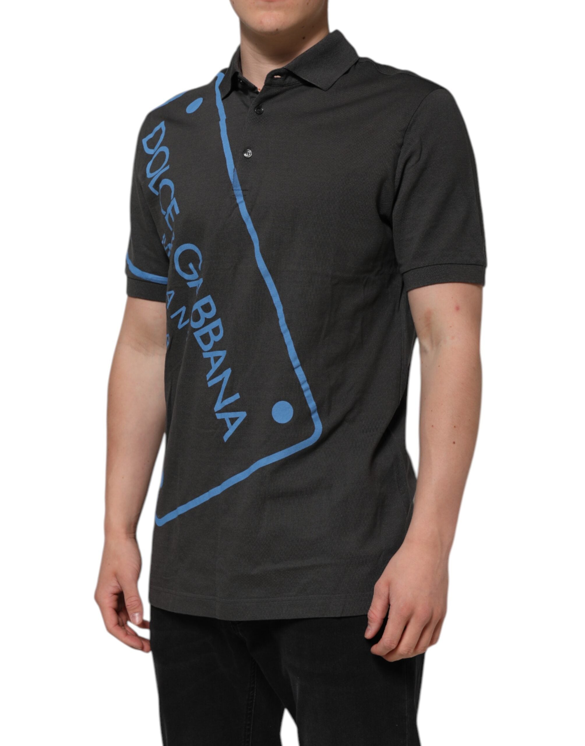 Dark Gray Short Sleeve Collared Polo T-shirt