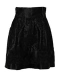 Dolce & Gabbana Black Floral Embroidery Silk High Waist Shorts