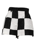 Dolce & Gabbana Black White Floral Brocade Hot Pants Shorts