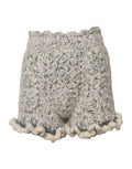 Metallic Bouclé Knit Cashmere Ruffled Shorts