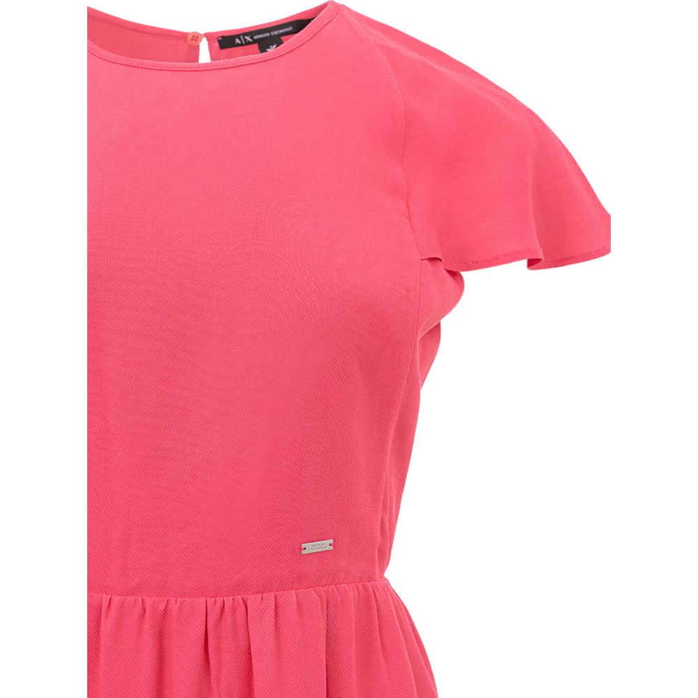 Fuchsia Viscose Short Dress