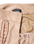 Beige Lace Details Mid Waist Skinny Pants