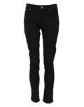 Black Cotton Skinny Mid Waist Denim Jeans