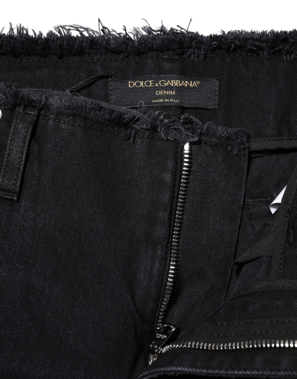 Black Cotton Tattered Mid Waist Denim Jeans
