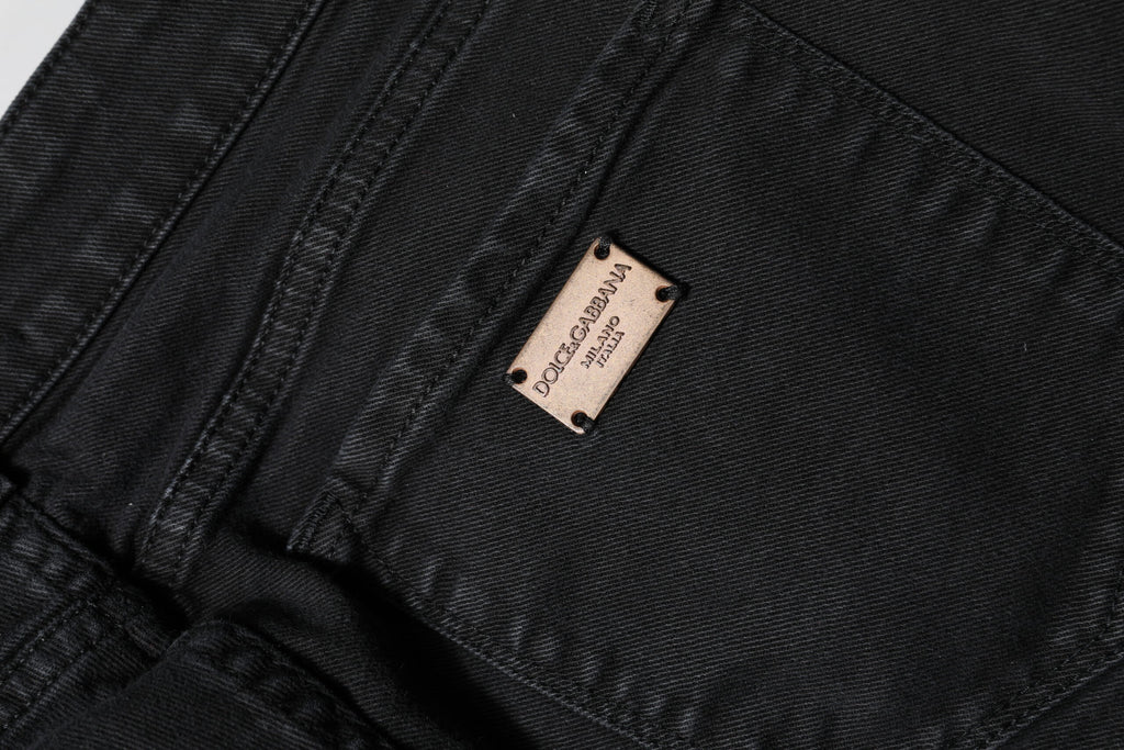 Black Cotton Mid Waist Skinny Denim Jeans