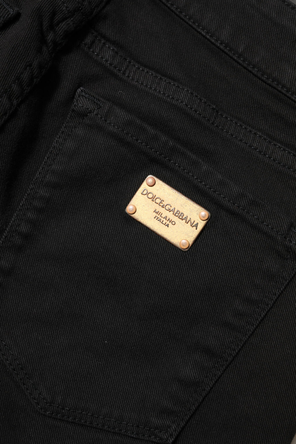 Black Cotton Skinny Mid Waist Denim Jeans