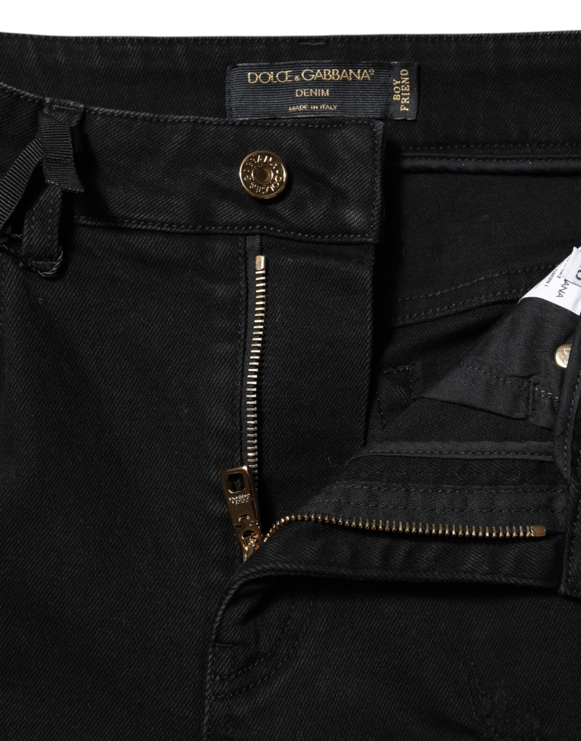 Black Boyfriend Cotton Flared Denim Jeans
