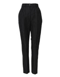 Black Stripes High Waist Tapered Pants