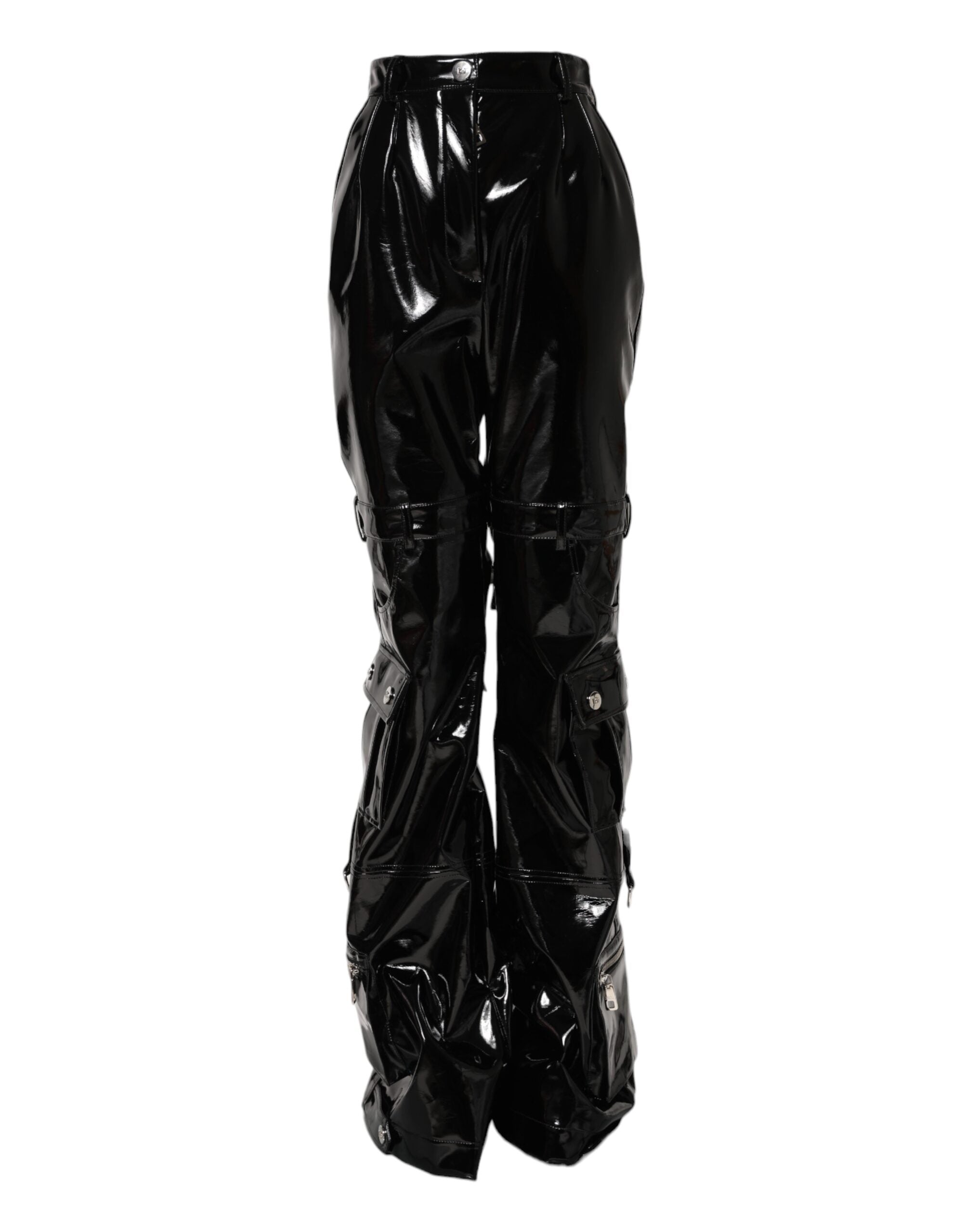 Black High Waist Cargo Bootcut Pants