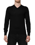 Black Cashmere V-Neck Long Sleeves T-shirt