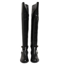 Black Leather Buckled High Boots Shoes