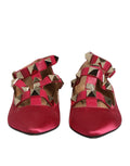 Red Gold Studded Pointed Toe Ballet Flats Shoes