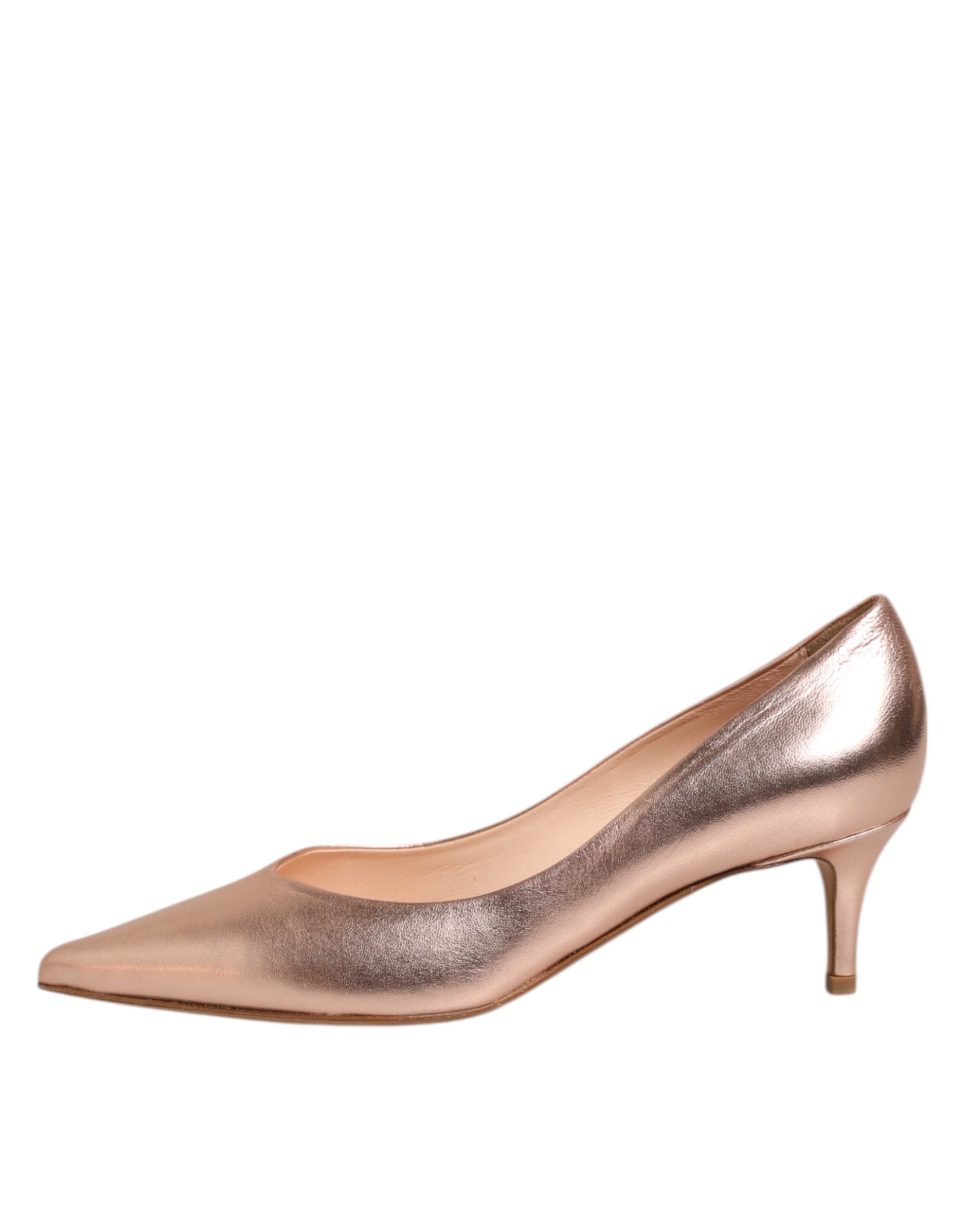 Pink Leather Pumps Stiletto Heels Slip On Shoes