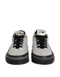 Silver Leather Lace Up Low Top Sneakers Shoes