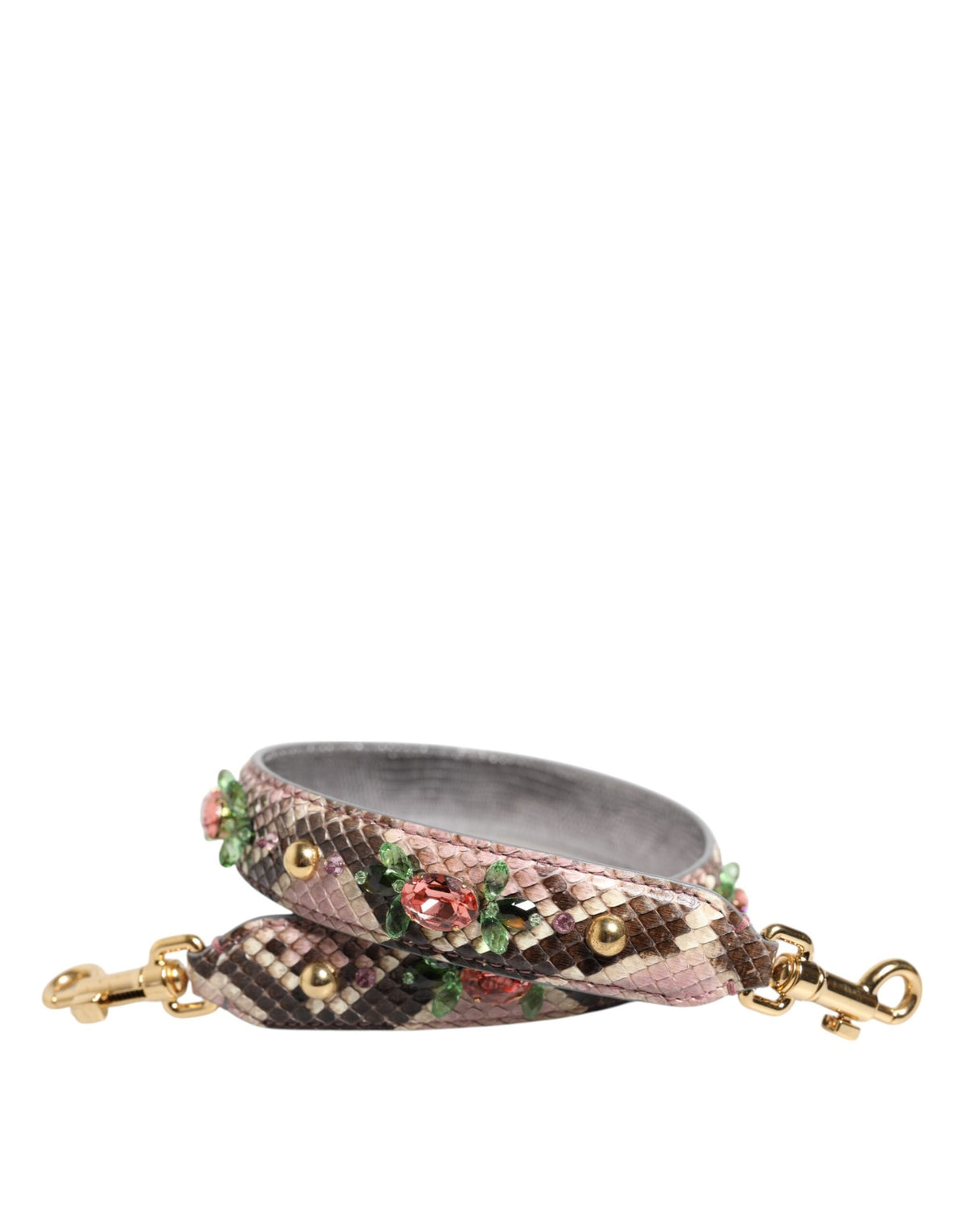 Dolce & Gabbana Multicolor Python Embellished Crystal Stud Shoulder Strap