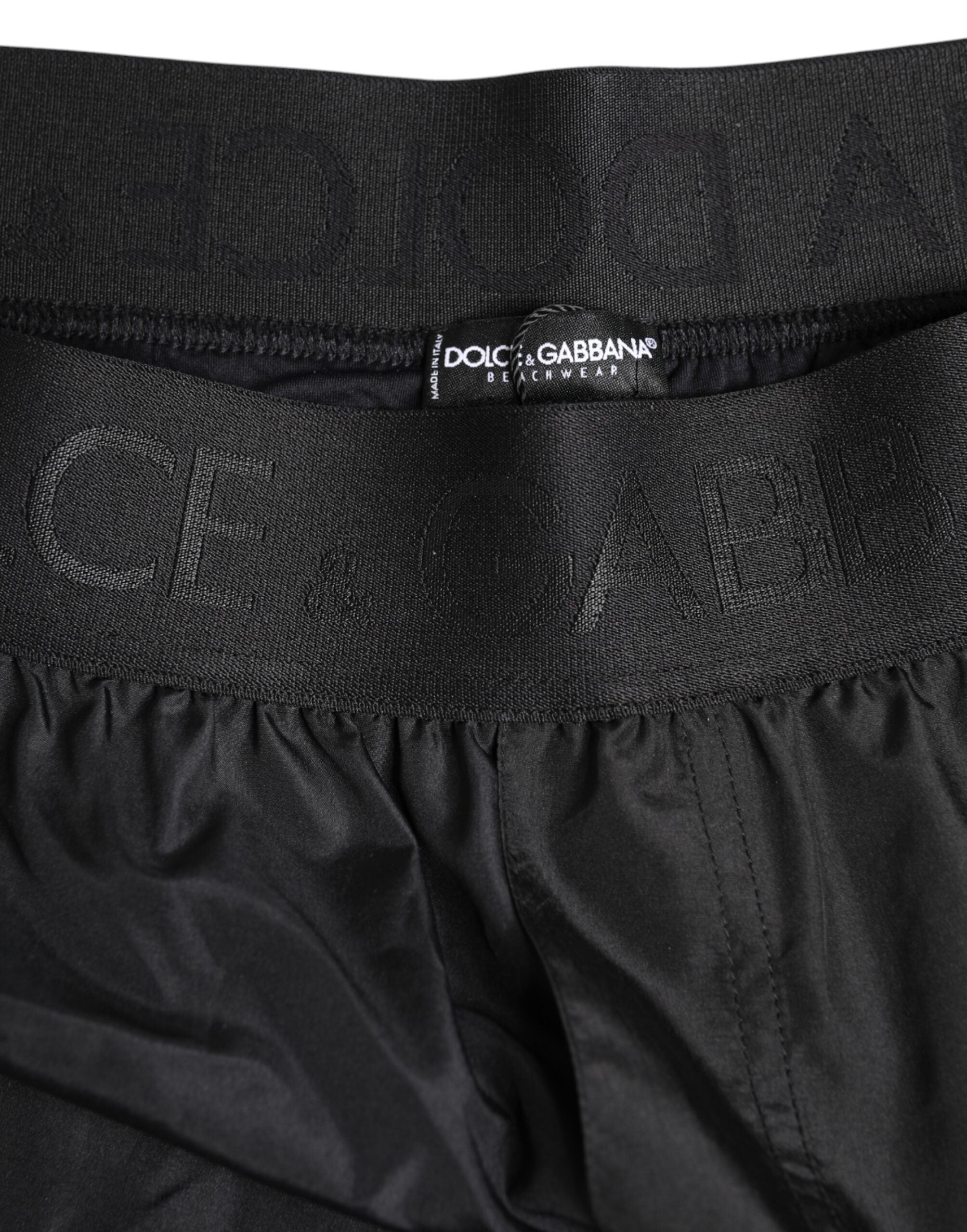 Black Logo Print Beachwear Men Shorts Swimwear
