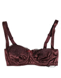 Burgundy Silk Underwired Balconette Bra Underwear