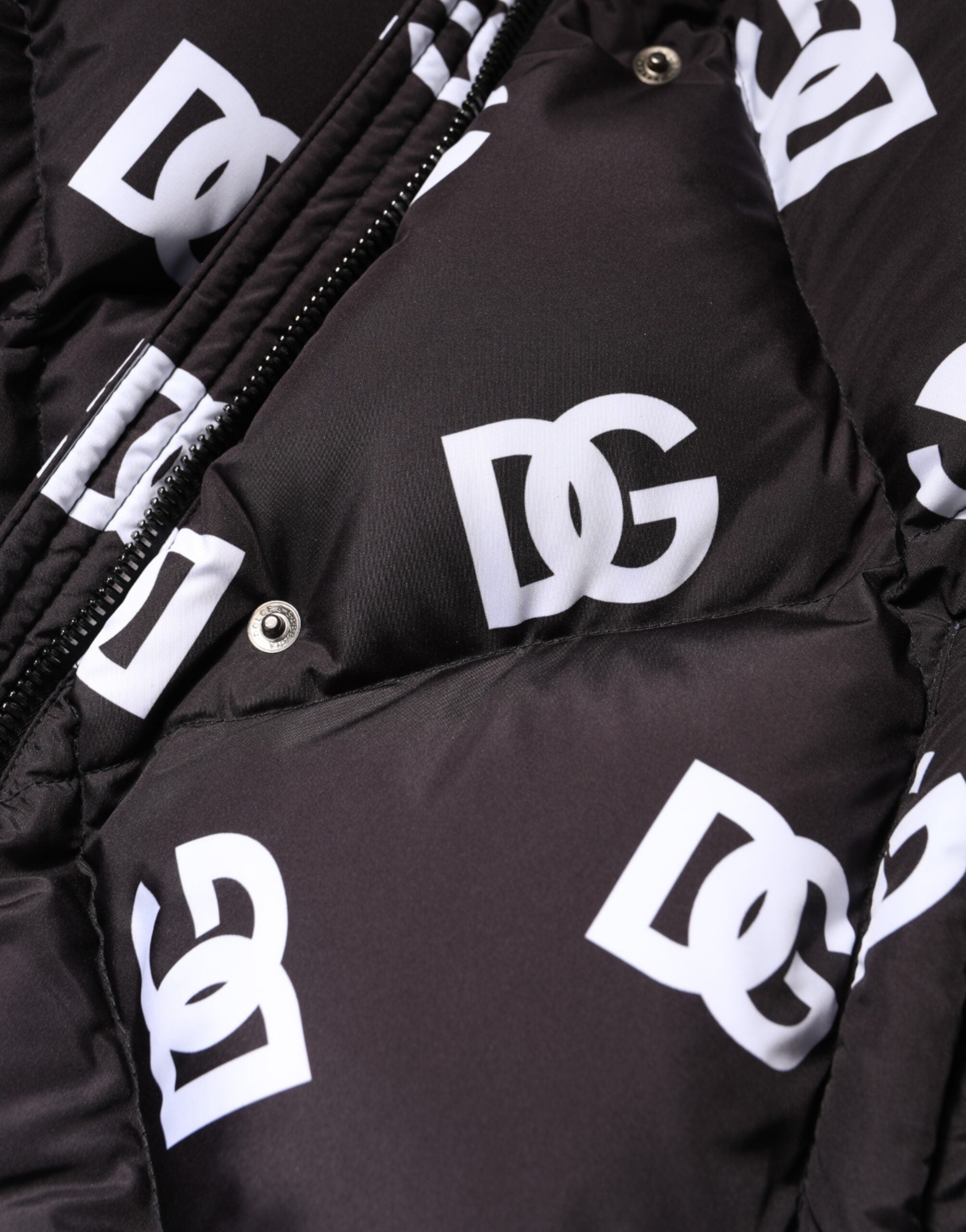 Dolce & Gabbana Black DG Mania Puffer Quilted Long Coat Jacket