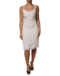 Dolce & Gabbana White Lace Gold DG Logo Silk Dress Sleepwear