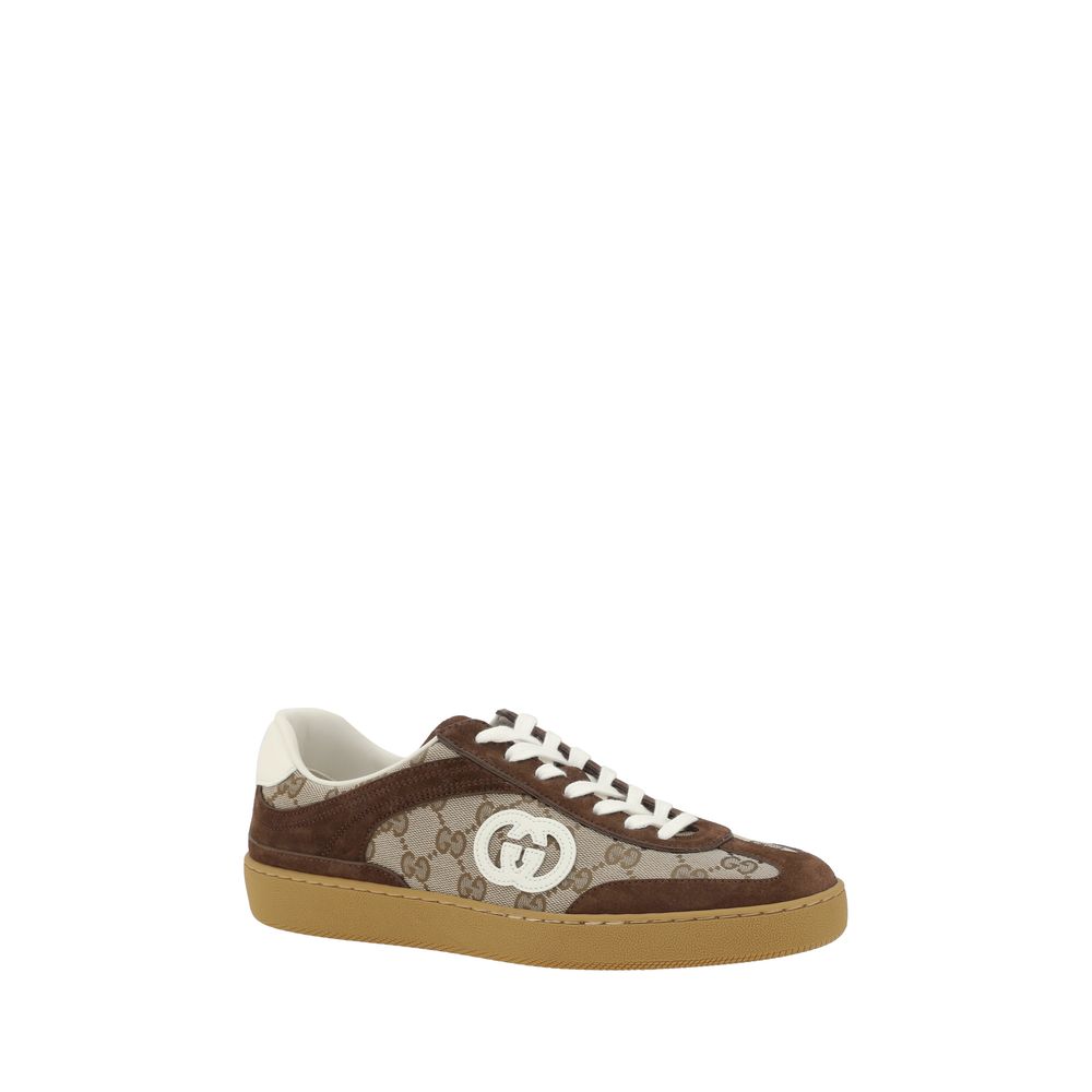 Brown Fabric Low Top Sneakers