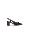 Black Goatskin Mid Heel Pumps