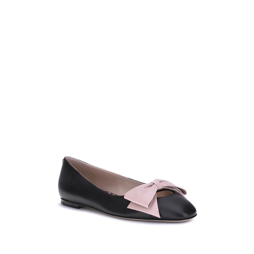 Black Goatskin Ballet Flats