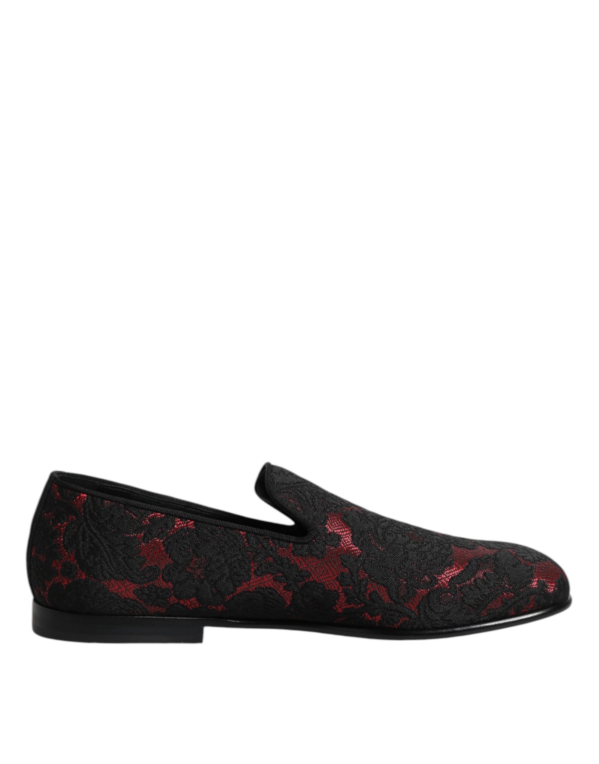 Red Black Jacquard Slip On Men Loafers Shoes